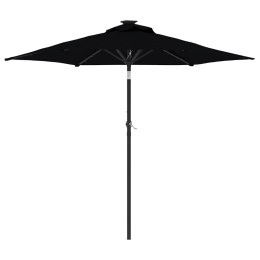 PARASOL OGRODOWY LED STALOWY SŁUPEK CZARNY 225X225X212CM
