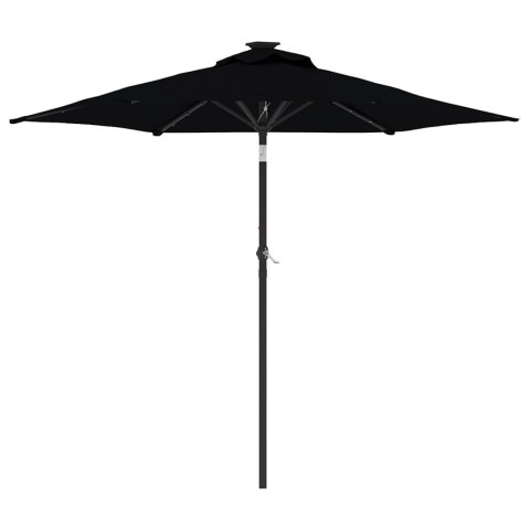 PARASOL OGRODOWY LED STALOWY SŁUPEK CZARNY 225X225X212CM