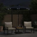 PARASOL OGRODOWY LED STALOWY SŁUPEK CZARNY 225X225X212CM