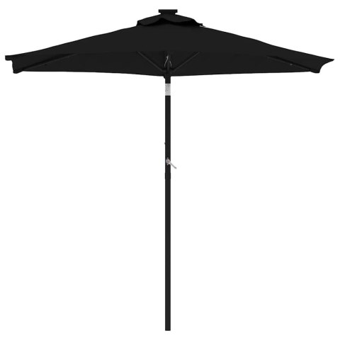 PARASOL OGRODOWY LED STALOWY SŁUPEK CZARNY 225X225X212CM