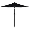 PARASOL OGRODOWY LED STALOWY SŁUPEK CZARNY 225X225X212CM
