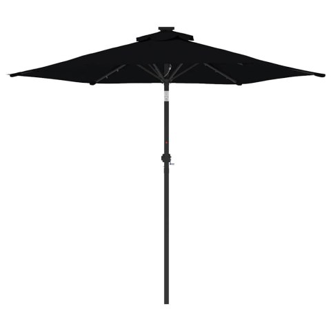PARASOL OGRODOWY LED STALOWY SŁUPEK CZARNY 225X225X212CM