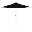 PARASOL OGRODOWY LED STALOWY SŁUPEK CZARNY 225X225X212CM