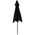 PARASOL OGRODOWY LED STALOWY SŁUPEK CZARNY 225X225X212CM