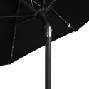 PARASOL OGRODOWY LED STALOWY SŁUPEK CZARNY 225X225X212CM
