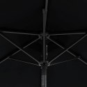 PARASOL OGRODOWY LED STALOWY SŁUPEK CZARNY 225X225X212CM