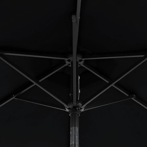 PARASOL OGRODOWY LED STALOWY SŁUPEK CZARNY 225X225X212CM