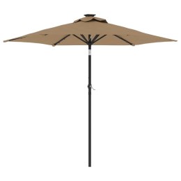 PARASOL OGRODOWY LED STALOWY SŁUPEK TAUPE 225X225X212CM