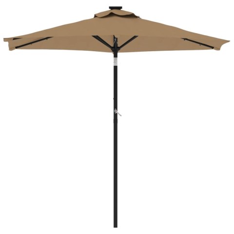 PARASOL OGRODOWY LED STALOWY SŁUPEK TAUPE 225X225X212CM