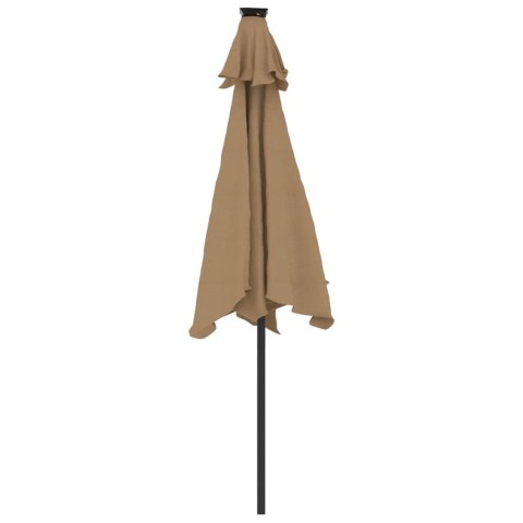 PARASOL OGRODOWY LED STALOWY SŁUPEK TAUPE 225X225X212CM