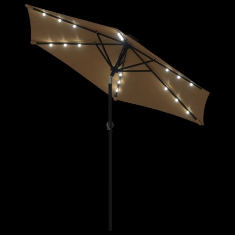 PARASOL OGRODOWY LED STALOWY SŁUPEK TAUPE 225X225X212CM
