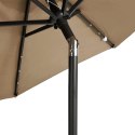 PARASOL OGRODOWY LED STALOWY SŁUPEK TAUPE 225X225X212CM