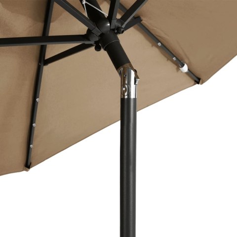 PARASOL OGRODOWY LED STALOWY SŁUPEK TAUPE 225X225X212CM
