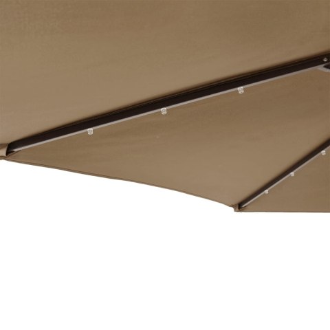 PARASOL OGRODOWY LED STALOWY SŁUPEK TAUPE 225X225X212CM