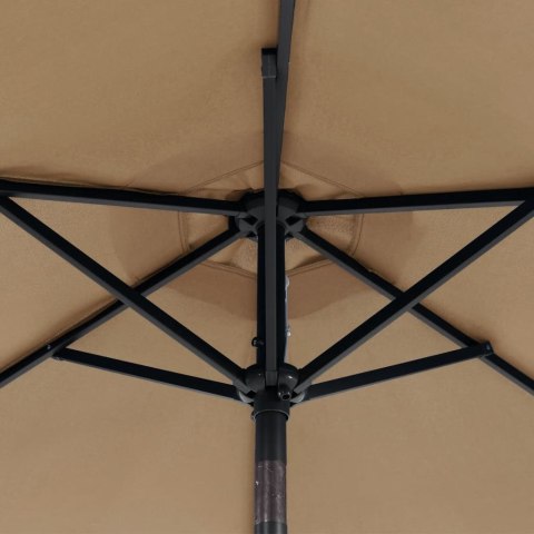 PARASOL OGRODOWY LED STALOWY SŁUPEK TAUPE 225X225X212CM