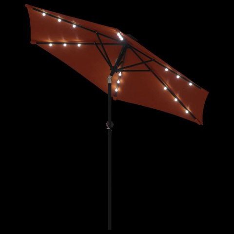 PARASOL OGRODOWY LED STALOWY SŁUPEK TERAKOTA 225X225X212CM