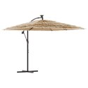 PARASOL OGRODOWY BOCZNY HAWAI LED SŁOMIANY KORBA 246CM BRĄZOWY UV MOCNY