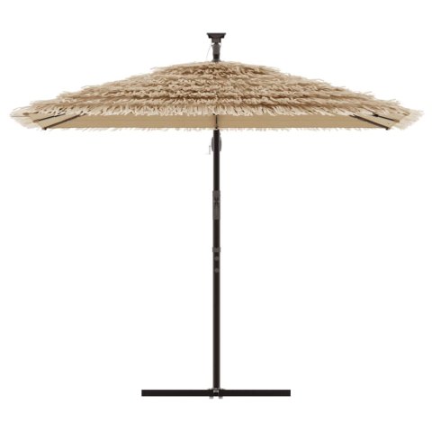 PARASOL OGRODOWY BOCZNY HAWAI LED SŁOMIANY KORBA 246CM BRĄZOWY UV MOCNY