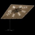 PARASOL OGRODOWY BOCZNY HAWAI LED SŁOMIANY KORBA 246CM BRĄZOWY UV MOCNY