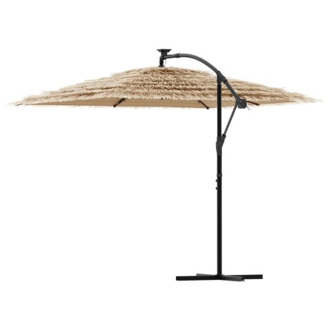 PARASOL OGRODOWY Z LED HAWAI STALOWY SŁUPEK BRĄZOWY 269X269X235CM