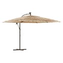 PARASOL OGRODOWY Z LED STALOWY SŁUPEK BRĄZOWY 290X290X238CM