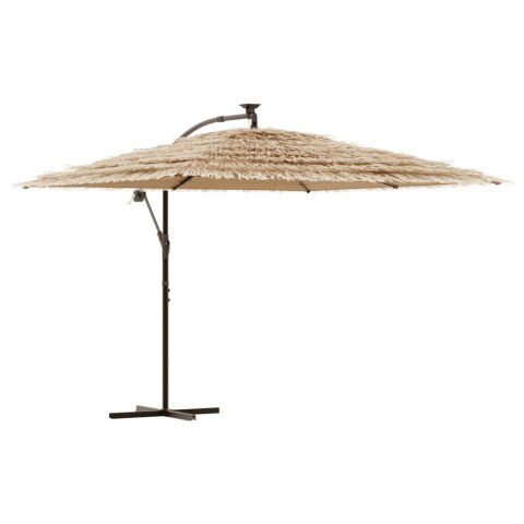 PARASOL OGRODOWY Z LED STALOWY SŁUPEK BRĄZOWY 290X290X238CM