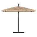 PARASOL OGRODOWY Z LED STALOWY SŁUPEK BRĄZOWY 290X290X238CM