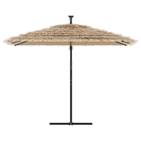 PARASOL OGRODOWY Z LED STALOWY SŁUPEK BRĄZOWY 290X290X238CM