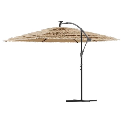 PARASOL OGRODOWY Z LED STALOWY SŁUPEK BRĄZOWY 290X290X238CM