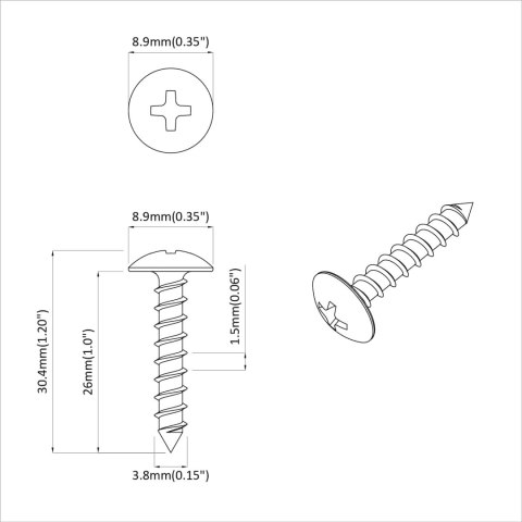 WKRĘTY DREWNIANE 8451 SZT. SREBRNY STAL