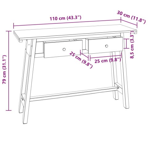BIURKO BRĄZOWY 110X30X79CM LITE DREWNO MAHONIOWE