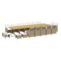 19-CZ. ZESTAW MEBLI OGRODOWYCH Z PODUSZKAMI POLIRATTAN BEŻOWY