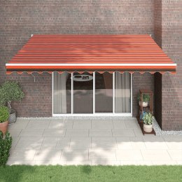 ZWIJANA MARKIZA POMARAŃCZ I BRĄZ 4,5X3M TKANINA I ALUMINIUM
