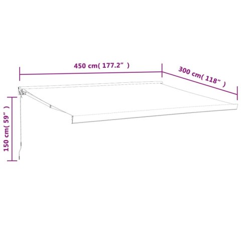 ZWIJANA MARKIZA POMARAŃCZ I BRĄZ 4,5X3M TKANINA I ALUMINIUM