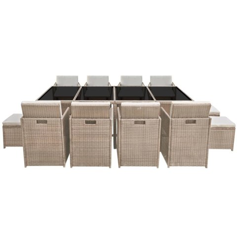 13-CZ. ZESTAW MEBLI OGRODOWYCH Z PODUSZKAMI RATTAN PE BEŻOWY