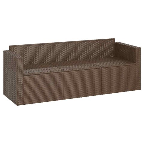 3-OSOBOWA SOFA OGRODOWA Z PODUSZKAMI BRĄZOWA POLIRATTAN