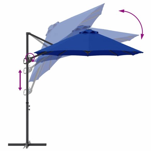 PARASOL PLAŻOWY NIEBIESKI AZUR 372X198X243CM