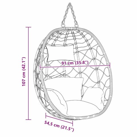 WISZĄCE KRZESŁO JAJO KAWOWY 91,5X60X110CM POLIRATTAN