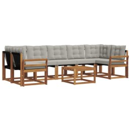ZESTAW SOF NA ZEWNĄTRZ Z PODUSZKĄ 8 EL. NATURALNY I JASNY SZARY