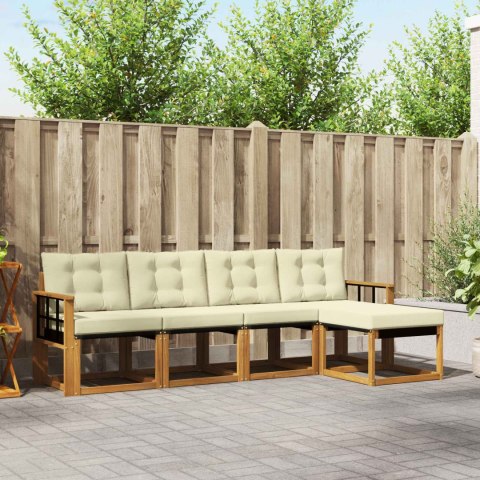 ZESTAW SOF NA ZEWNĄTRZ Z PODUSZKĄ 5 EL. NATURALNY I KREMOWY