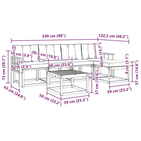 ZESTAW SOF NA ZEWNĄTRZ Z PODUSZKĄ 6 EL. NATURALNY I BEŻOWY