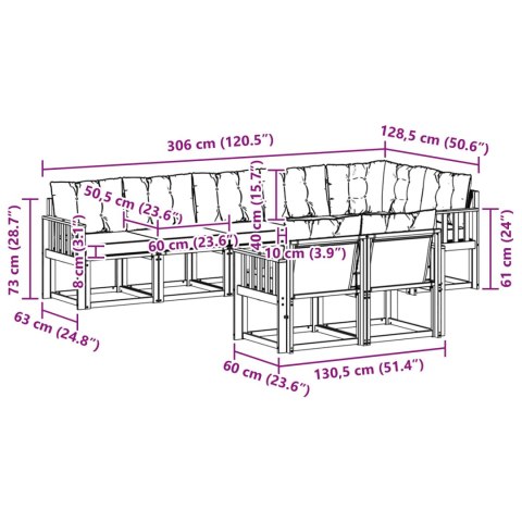 ZESTAW SOF NA ZEWNĄTRZ Z PODUSZKĄ 8 EL. NATURALNY I KREMOWY