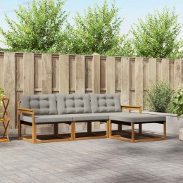 ZESTAW SOF NA ZEWNĄTRZ Z PODUSZKĄ 4 EL. NATURALNY I JASNY SZARY