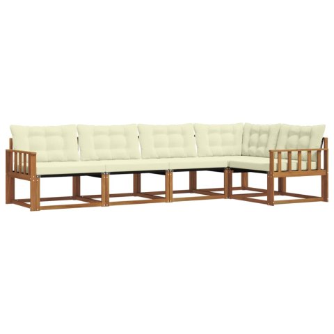ZESTAW SOF NA ZEWNĄTRZ Z PODUSZKĄ 5 EL. NATURALNY I KREMOWY