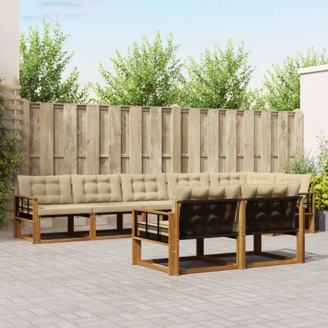 ZESTAW SOF NA ZEWNĄTRZ Z PODUSZKĄ 8 EL. NATURALNY I BEŻOWY
