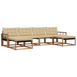 ZESTAW SOF NA ZEWNĄTRZ Z PODUSZKĄ 6 EL. NATURALNY I BEŻOWY
