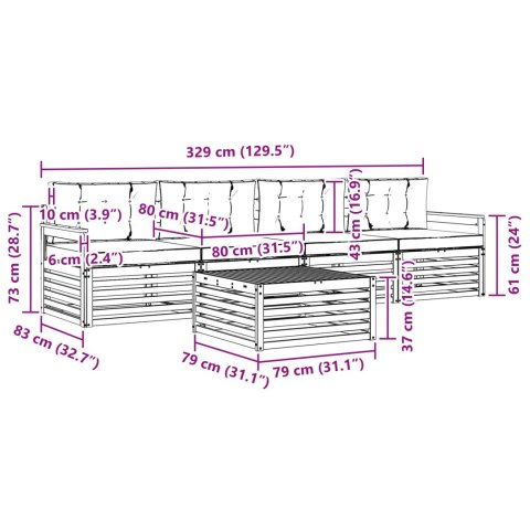 ZESTAW SOF NA ZEWNĄTRZ Z PODUSZKĄ 5 EL. NATURALNY I BEŻOWY