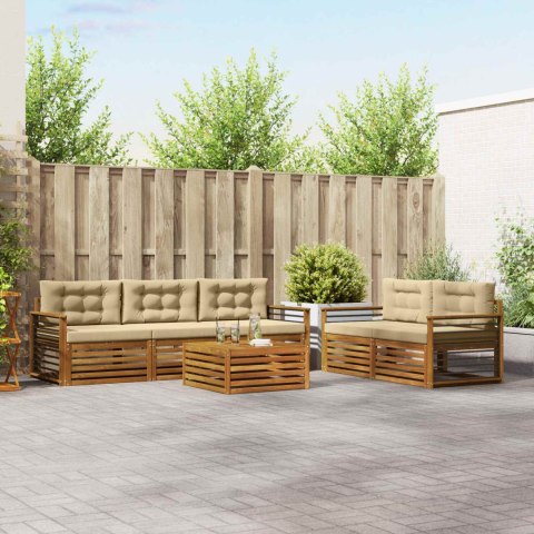 ZESTAW SOF NA ZEWNĄTRZ Z PODUSZKĄ 6 EL. NATURALNY I BEŻOWY