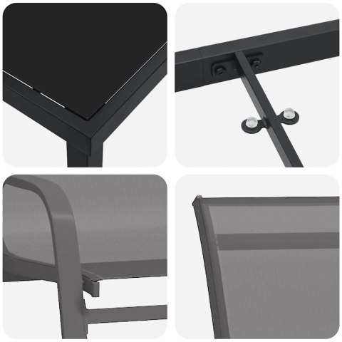 ZESTAW DO JADALNI W OGRODZIE 5 EL. SZARY I CZARNY