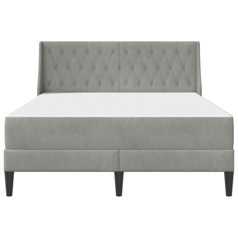 RAMA ŁÓŻKA Z MATERACEM JASNOSZARY 140X190CM AKSAMIT